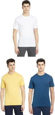 JOCKEY Solid Men Round Neck Yellow, Blue, White T-Shirt
