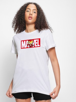 BEWAKOOF Printed, Typography Women Round Neck White T-Shirt