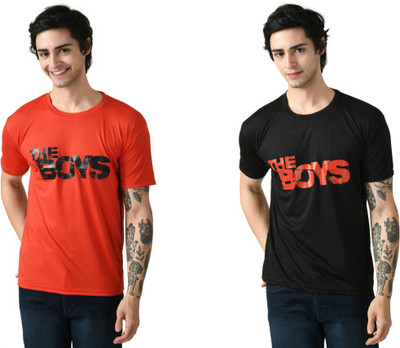 InkTees Graphic Print Men Round Neck Black, Red T-Shirt
