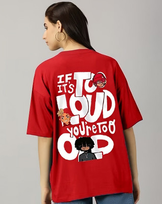 ALONE EAGLE Printed Women Round Neck Red T-Shirt