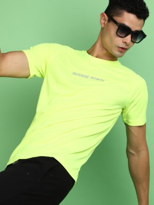 V-MART Colorblock Men Round Neck Green T-Shirt