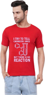 Clori Typography Men Round Neck Red T-Shirt