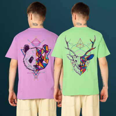 Kasendra Printed Men Round Neck Multicolor T-Shirt