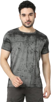 Spykar Printed Men Round Neck Grey T-Shirt