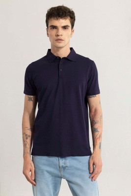 Snitch Solid Men Polo Neck Dark Blue T-Shirt