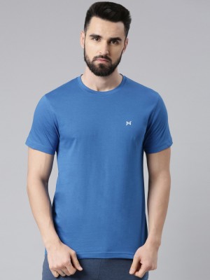 Force NXT Solid Men Round Neck Blue T-Shirt