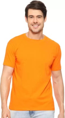 NITYANAND CREATIONS Solid Men Round Neck Orange T-Shirt