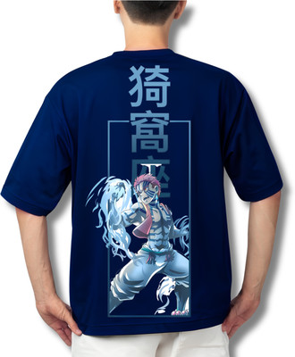 AniWeare Printed Men Round Neck Blue T-Shirt