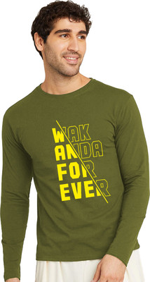 RULEDBYSUN Printed Men Round Neck Green T-Shirt