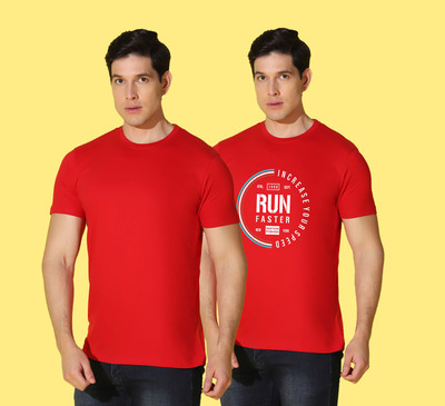 WOOSTRO Typography, Solid Men Round Neck Red, White T-Shirt