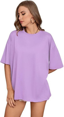 R S Fashion Graphic Print Women Round Neck Purple T-Shirt