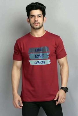 Philip Mack Typography Men Round Neck Maroon T-Shirt