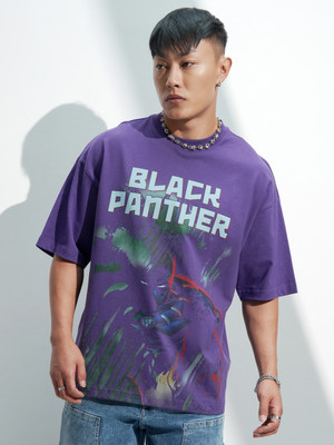 HIGHLANDER Printed Men Round Neck Purple T-Shirt