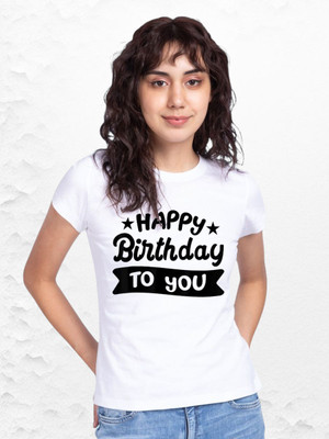 smartyvibes Printed Women Round Neck White T-Shirt
