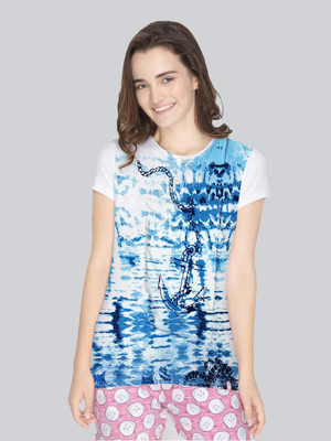 Lyra Graphic Print Women Round Neck White T-Shirt