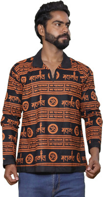 aruati Typography Men Polo Neck Black T-Shirt