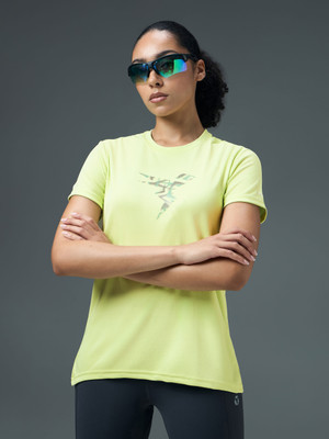 TECHNOSPORT Printed Women Round Neck Light Green T-Shirt