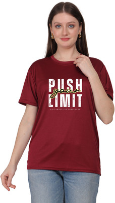 POONAMTRADERS Graphic Print Women Round Neck Maroon T-Shirt