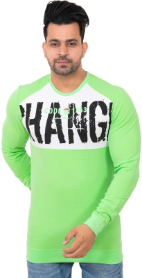 E-MAX Typography Men Round Neck Light Green T-Shirt