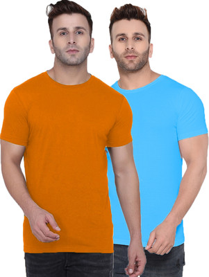 Kroptee Solid Men Round Neck Multicolor T-Shirt