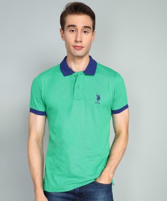 U.S. POLO ASSN. Solid Men Polo Neck Green T-Shirt