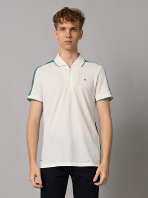 KILLER Solid Men Polo Neck White T-Shirt