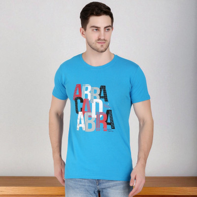 Faricon Trend Solid Men Round Neck Light Blue T-Shirt