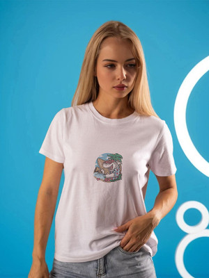 Moda Rapido Solid Women Round Neck White T-Shirt