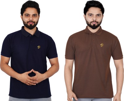 La Milano Solid Men Polo Neck Brown T-Shirt