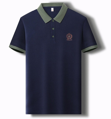 SHUBHAM CREATION Self Design, Solid Men Polo Neck Blue T-Shirt