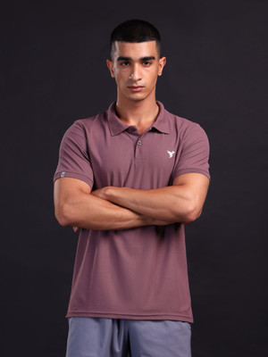 TECHNOSPORT Self Design Men Polo Neck Purple T-Shirt