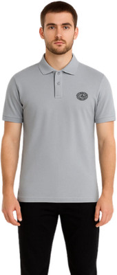 Humburg Solid Men Polo Neck Grey T-Shirt