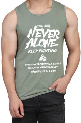 WOOSTRO Printed Men Scoop Neck Light Green T-Shirt