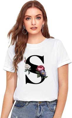 ZUFRA Printed Women Round Neck White T-Shirt