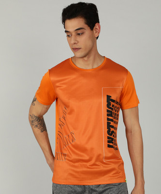 WROGN Printed Men Round Neck Orange T-Shirt