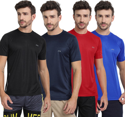 FTX Solid Men Round Neck Multicolor T-Shirt