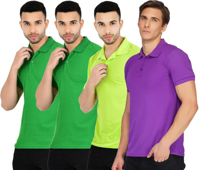 KEOTI Solid Men Polo Neck Multicolor T-Shirt