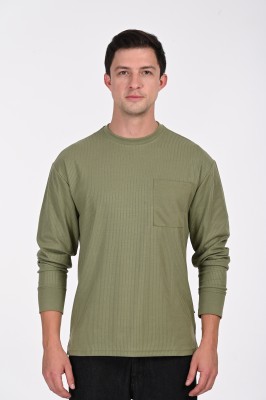 JANFOUR Solid Men Round Neck Green T-Shirt