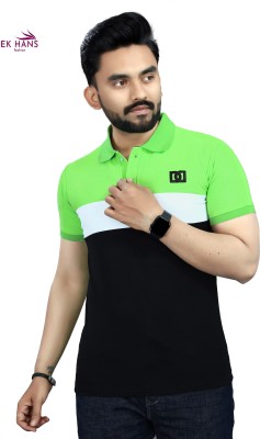 EK HANS Fashion Solid Men Polo Neck Light Green, Black, White T-Shirt