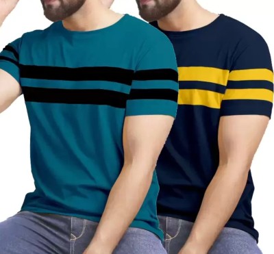 R RIDACHY Striped Men Round Neck Multicolor T-Shirt