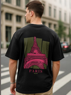 NOBERO Printed Men Round Neck Black T-Shirt