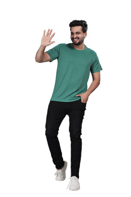 BOLD & BEAUTY Solid Men Round Neck Green T-Shirt