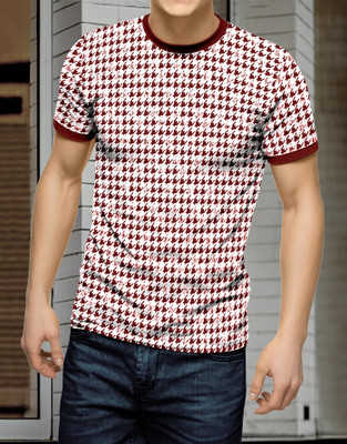 jerseylona Printed Men Crew Neck Maroon T-Shirt