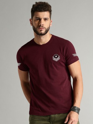 LazyChunks Solid Men Round Neck Maroon T-Shirt