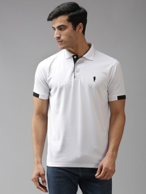 EPPE Solid Men Polo Neck White, Black T-Shirt