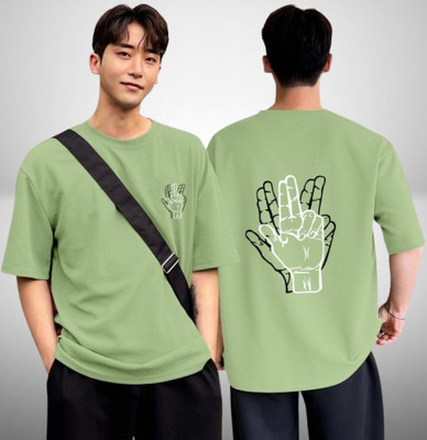 Magpy Printed Men Round Neck Light Green T-Shirt