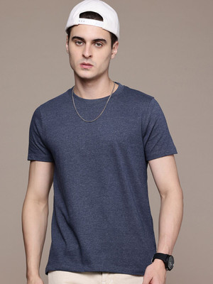 Moda Rapido Solid Men Round Neck Navy Blue T-Shirt