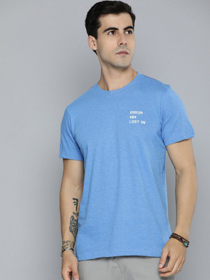 R.Code by The Roadster Life Co. Printed Men Round Neck Blue T-Shirt