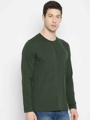 OrrganicChics Solid Men Round Neck Green T-Shirt