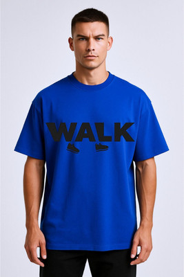 BLOSSOMTRADER Printed Men Round Neck Blue T-Shirt